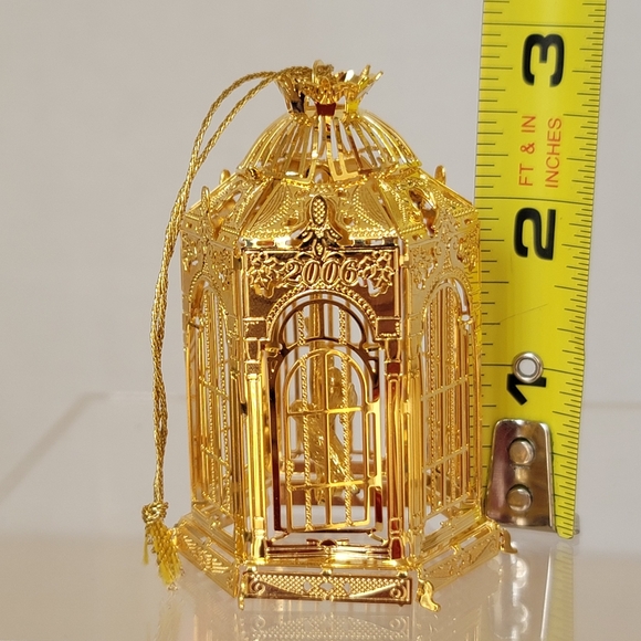 Danbury Mint 2006 Festive Bird Cage Christmas Ornament Gold Plated Collection - Picture 10 of 11